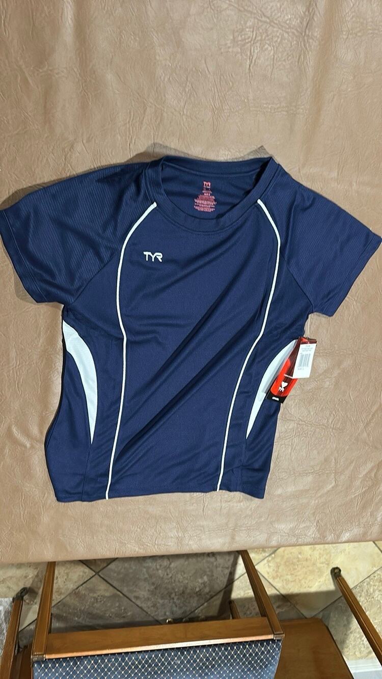 TYR Female Tech Shirt Large Navy 401 Short Sleeve SzL